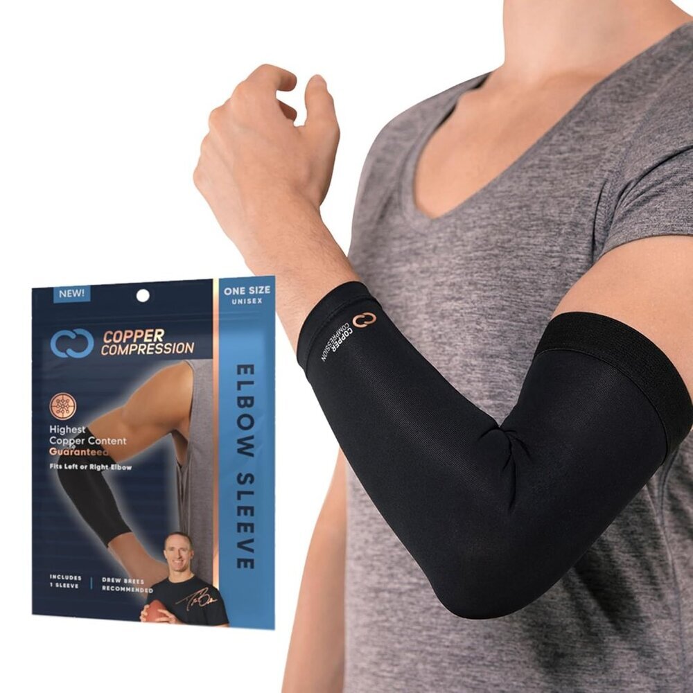 Elbow Sleeve  Copper Infused Orthopedic Brace For Tennis  Golfer Elbow Tendon